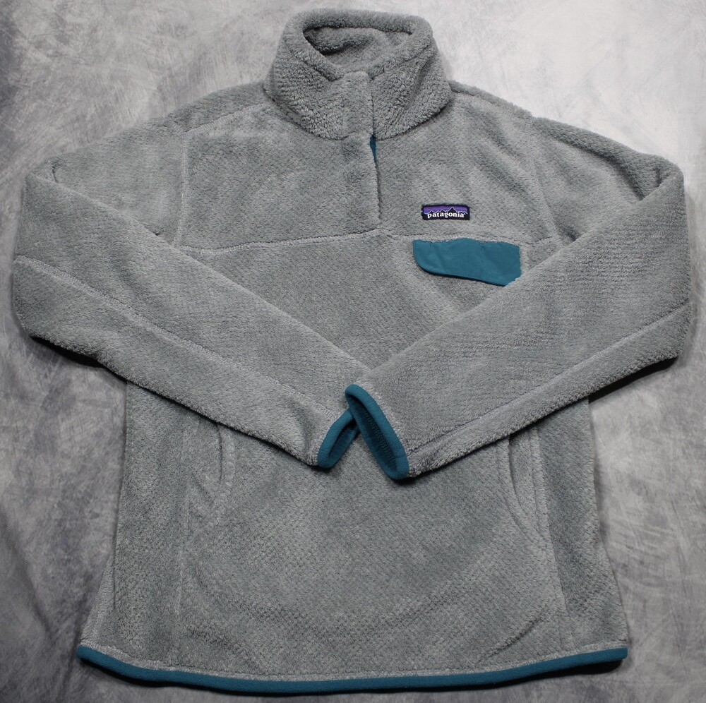 Patagonia Re-Tool Snap-T Pullover Womens Small Gray Teal Polartec Fleece